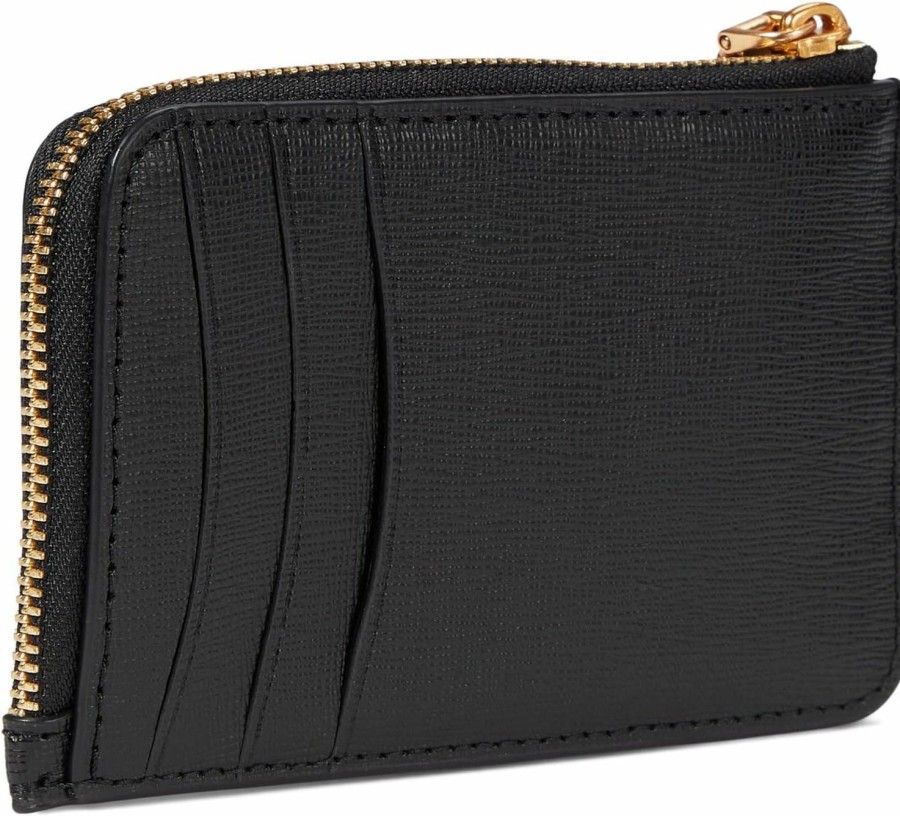 Kate Spade New York Kate Spade New York Morgan Bow Embellished Saffiano Leather Zip Card Holder Black One Size | Card & ID Cases