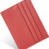 URAQT Uraqt Credit Card Holder Wallet, Rfid Blocking Leather Ultra Slim Wallet, Thin Minimalist Credit Card Case Card Protector, Front Pocket Wallets For Men, Women - 6 Card Slots And 1 Pockets (Rose Red) | Card & ID Cases