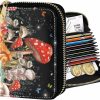 JKDY Jkdy Mahjong Rfid Credit Card Holder Wallets For Women, Leather Zipper Card Case Accordion Wallet For Ladies Gift (Color-A04) | Card & ID Cases