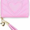 AUNER LEATHER Auner Leather Quilted Leather Heart Credit Card Holder, Cute Small Zipper Rfid Blocking Card Case Wallet For Women Girls, Pink | Card & ID Cases