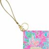 Lilly Pulitzer Lilly Pulitzer Snap Id Card Case, Cute Keychain Wallet, Slim Credit Card Holder With Wristlet Strap, Splendor In The Sand | Card & ID Cases