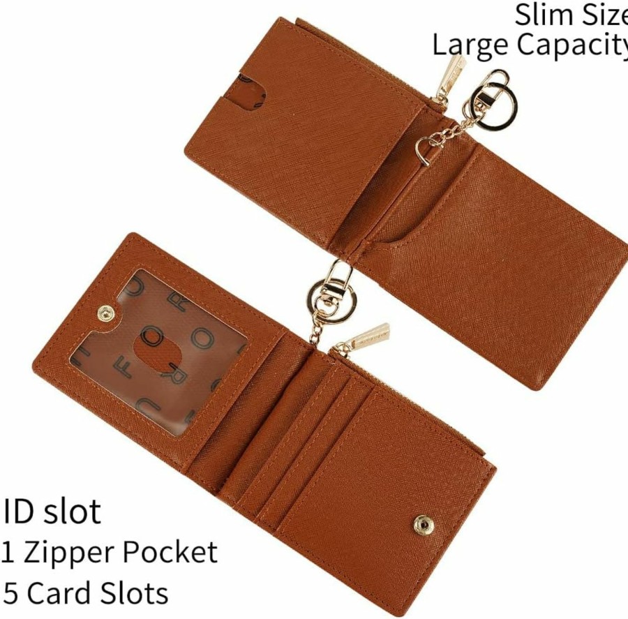 FOREVER FOR YOU Forever For You Keychain Wallet Credit Card Holder For Women Card Case Wallet With Zipper Wallet For Women(Brown) | Card & ID Cases