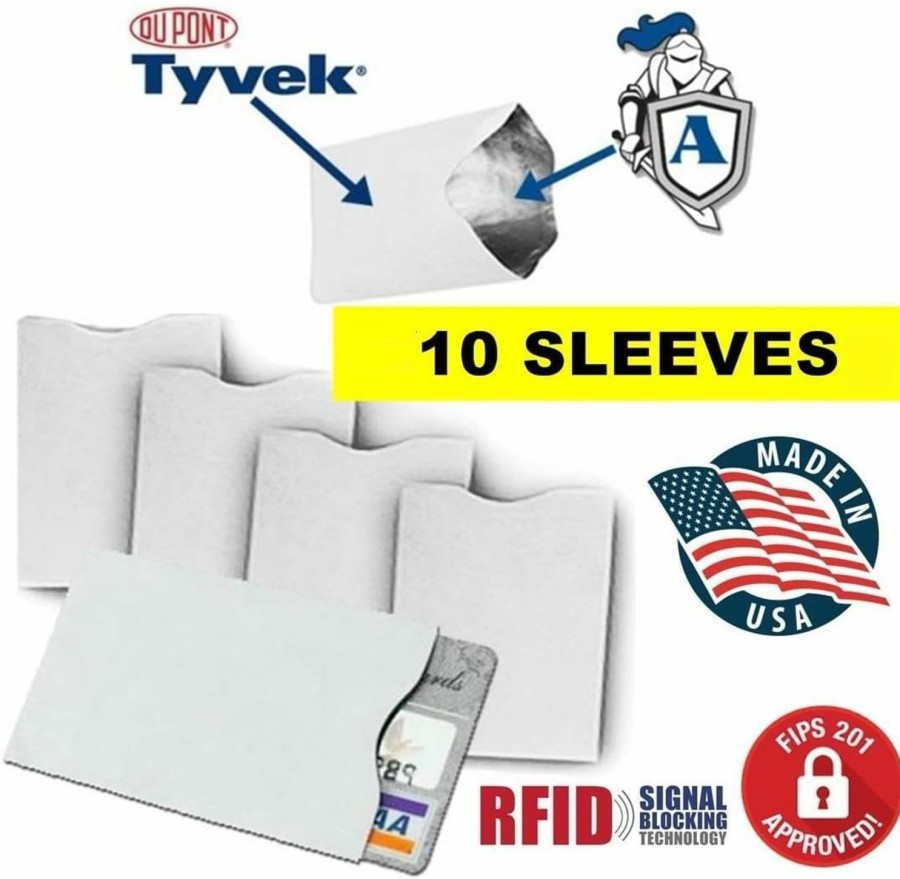 Scan Protector 10X Rfid Blocking Credit Card\"Dupont Tyvek\" Sleeves For Wallet Or Purse. Protect Your Debit Cards, Credit Cards And Ids From Identity Theft Skiming. | Card & ID Cases