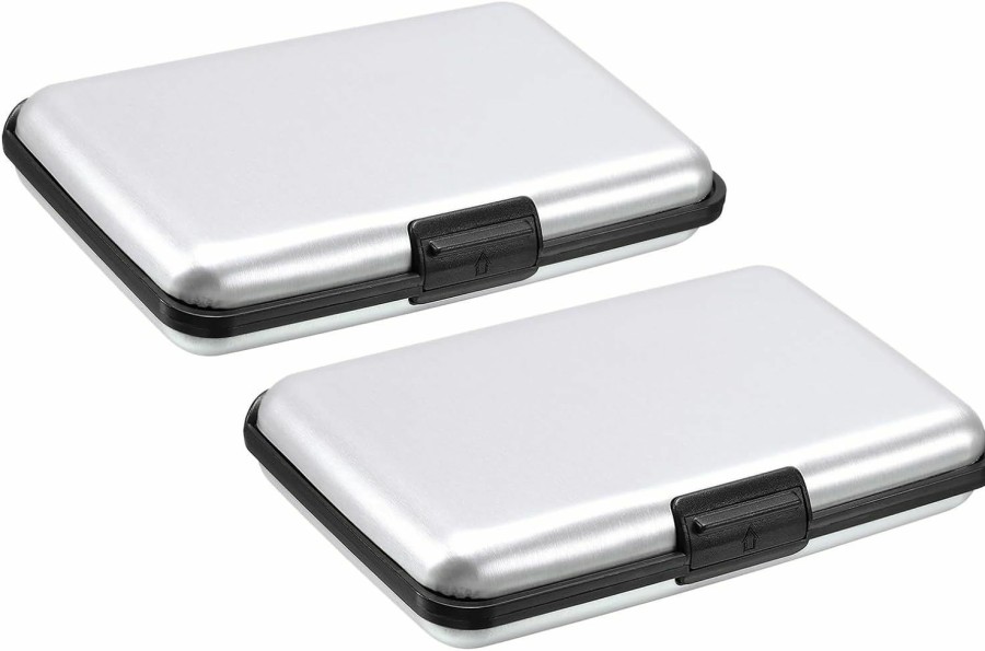 YOKIVE Yokive 2 Pcs Rfid Credit Card Holder, Aluminum Men Women Wallet | Metal Hard Case, Great For Business Cards, Access Cards (Silver, 4.3-Inch) | Card & ID Cases