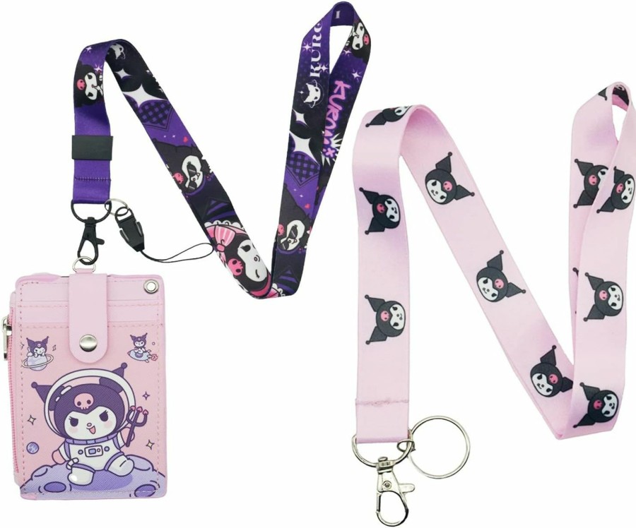 Rondlaho Kitty Kumi Cute Badge Card Holder With Lanyard, Id Credit Card Holder Purse Pouch With Lanyard Card Case Neck Pouch Wallet, Durable Card Holder With Snaps For Students Teens | Card & ID Cases