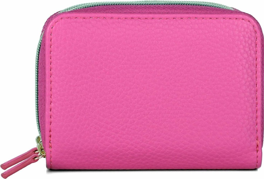 Julia Buxton USA Buxton Women'S Solid Color Multi Card Case Wizard Wallet, Fuchsia, One Size | Card & ID Cases