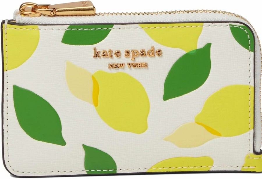 Kate Spade New York Kate Spade New York Morgan Lemon Toss Embossed Saffiano Leather Zip Card Holder Parchment Multi One Size | Card & ID Cases