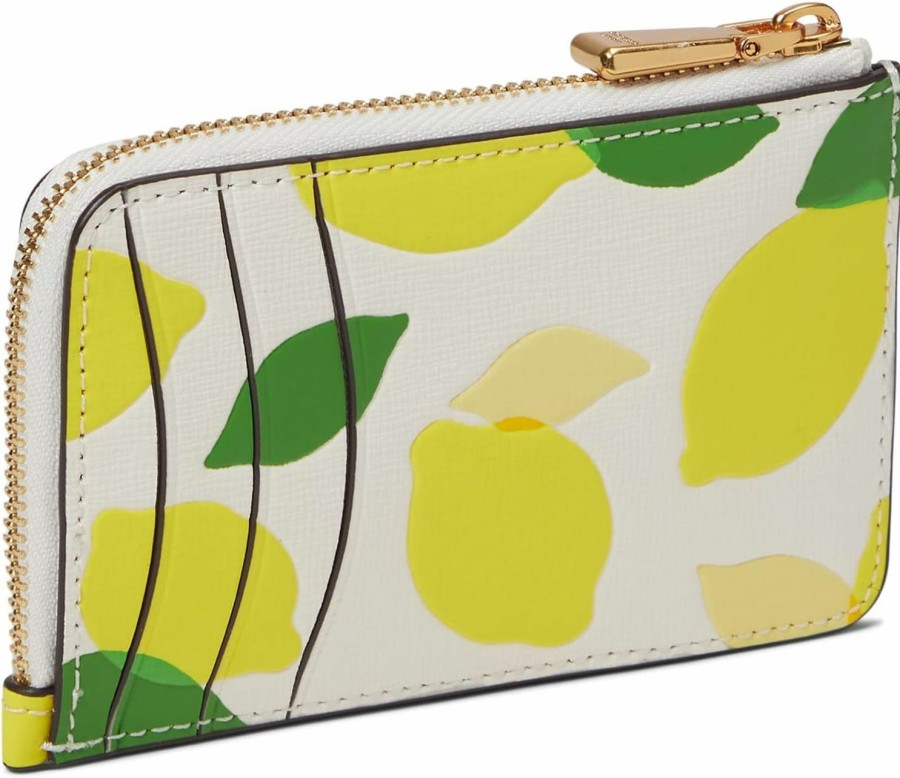 Kate Spade New York Kate Spade New York Morgan Lemon Toss Embossed Saffiano Leather Zip Card Holder Parchment Multi One Size | Card & ID Cases