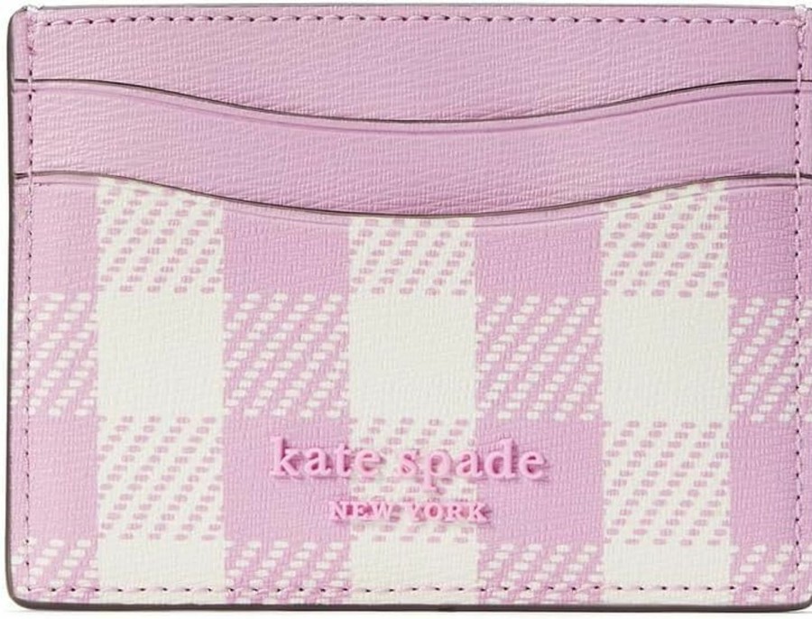 Kate Spade New York Kate Spade New York Women'S Morgan Gingham Field Printed Pvc Card Holder, Berry Cream Multi, Carry-On 20-Inch | Card & ID Cases