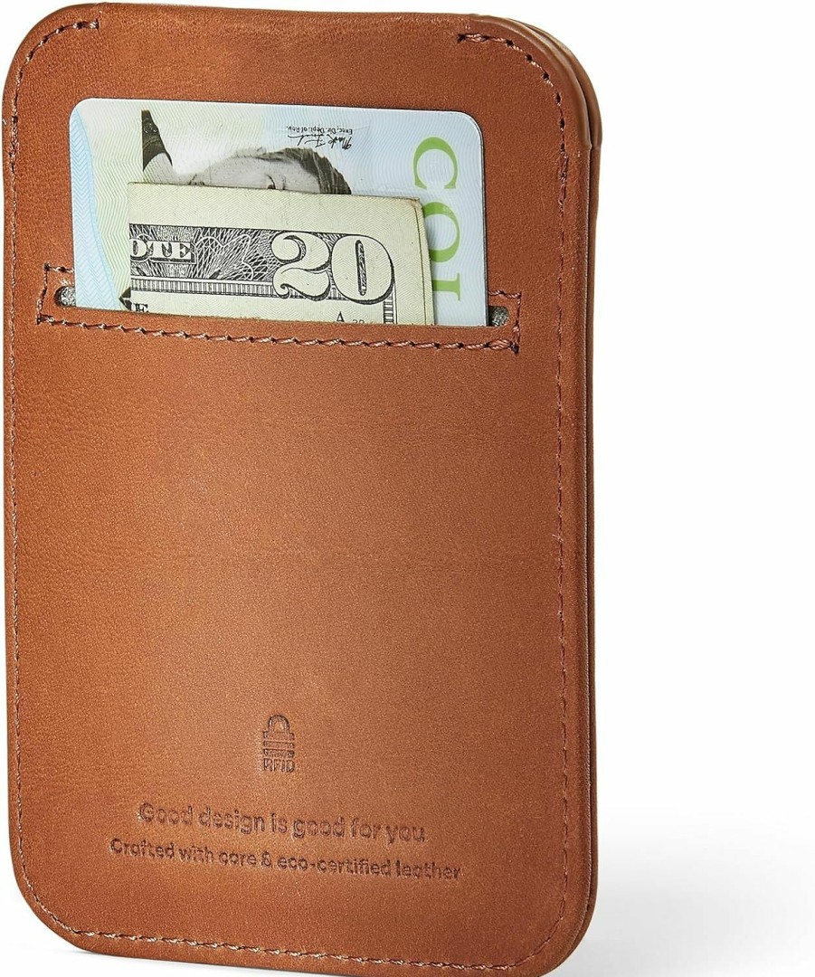 Distil Union Distil Union Wally Sleeve | Minimalist Genuine Leather Slim Wallet & Credit Card Holder | Maglock Pocket, Pull-Tab Access, Rfid Shielding (Gray) | Card & ID Cases