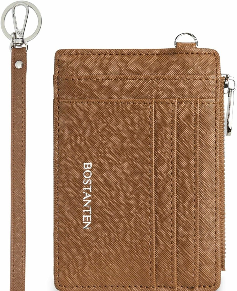 BOSTANTEN Bostanten Small Wallet For Women Rfid Leather Credit Card Holder Slim Wristlet Keychain Wallet With Zipper Pocket | Card & ID Cases