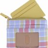 Buxton Buxton Women'S Summer Plaid Printed Vegan Leather Id Coin Case, Plaid With Yellow | Card & ID Cases