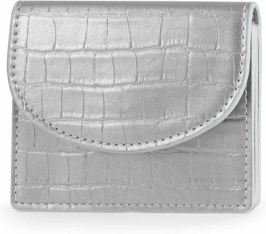 APHISON Aphison Credit Card Holder, Small Card Wallet, Slim Cute Card Holder Wallet, Coin Pocket Business Card Case With Clasp For Women (Silver) | Card & ID Cases