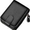 oAutoSjy Oautosjy Credit Card Holder Zipper Card Cases Holder For Men Women Leather Card Case Wallet, Business Card Organizer Zipper Card Wallet With 16 Slots Card Case Organizer Credit Card Protector, Black | Card & ID Cases