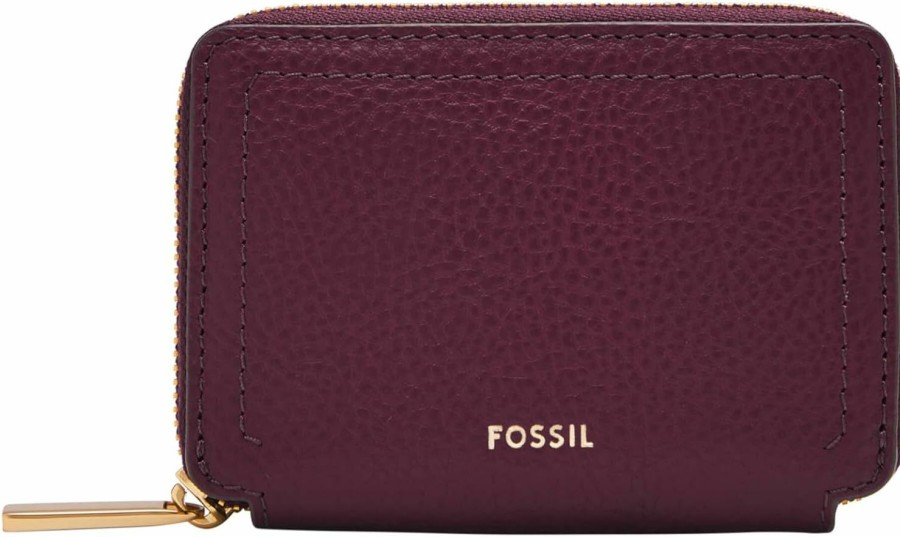 Fossil Fossil Women'S Logan Litehide Leather Rfid Blocking Zip Around Card Case Wallet, Amethyst (Model: Sl10045519) | Card & ID Cases