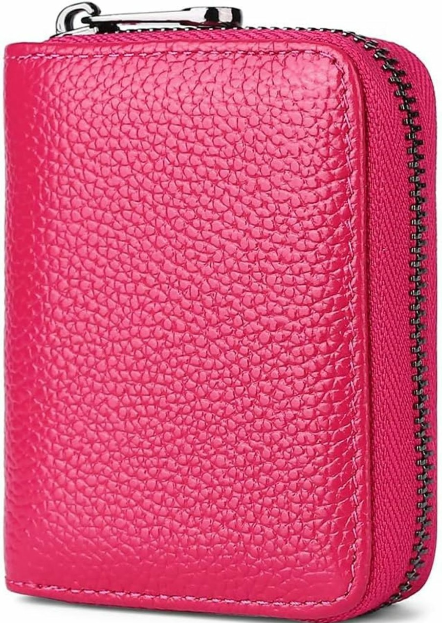 DOMILINA Domilina Rfid Genuine Leather Accordion Wallet, Small Card Case With 20 Card Slots For Women Or Men(Red) | Card & ID Cases