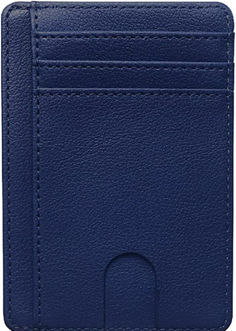 Sannyic Sannyic Slim Minimalist Wallet Card Holder, Front Pocket Wallets, Rfid Blocking, Leather Credit Card Holder, Blue | Card & ID Cases