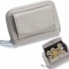 LOKNGXU Lokngxu Portable Credit Card Holder Genuine Leather Zip Wallet Rfid Mini Wallet Coin Purse For Men And Women External Coin Purse (Pearl Gray) | Card & ID Cases