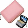 aoozleny Aoozleny Men Women Pu Leather Credit Card Holder Zipper Wallet With 20 Card Slots (Rosered) | Card & ID Cases