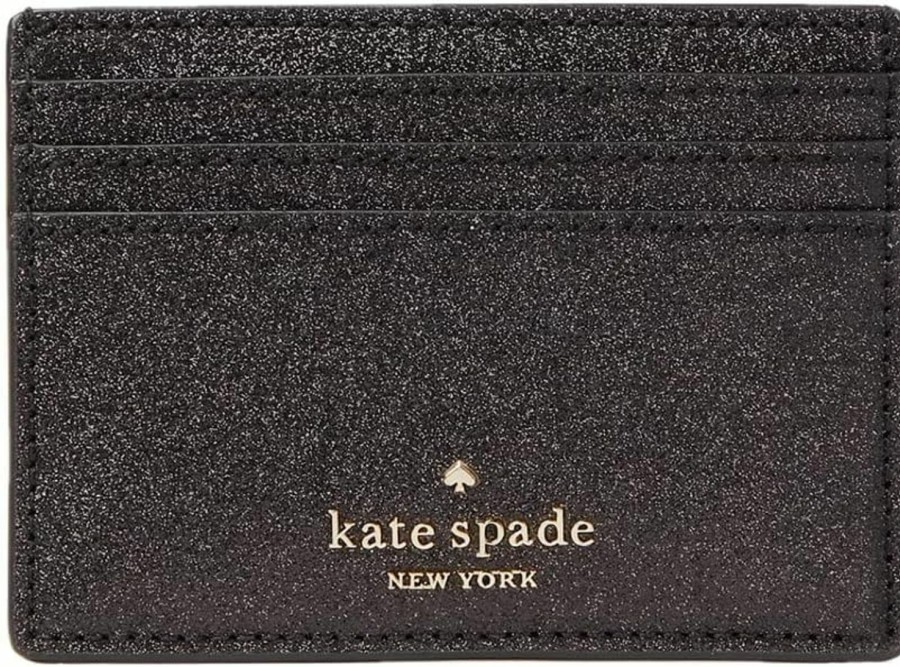 Kate Spade New York Kate Spade New York Shimmy Glitter Boxed Small Faux Leather Cardholder (Black) | Card & ID Cases