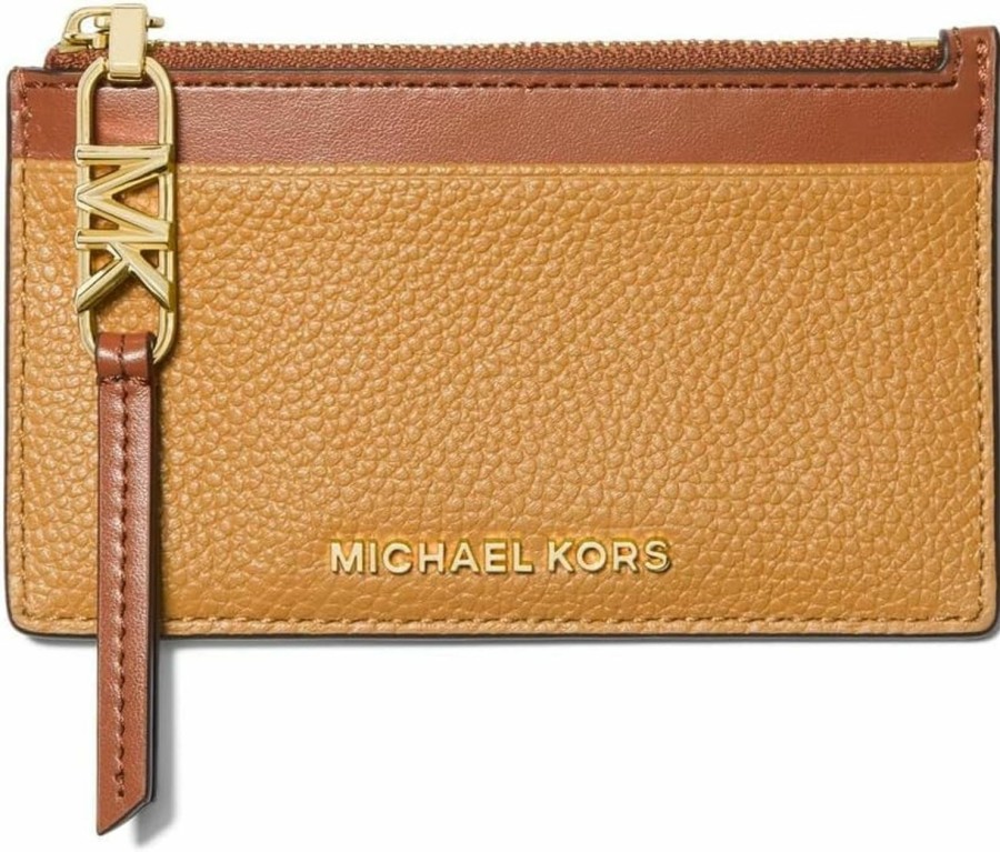 Michael Kors Michael Kors Empire Small Zip Card Case, Pale Peanut/Luggage | Card & ID Cases