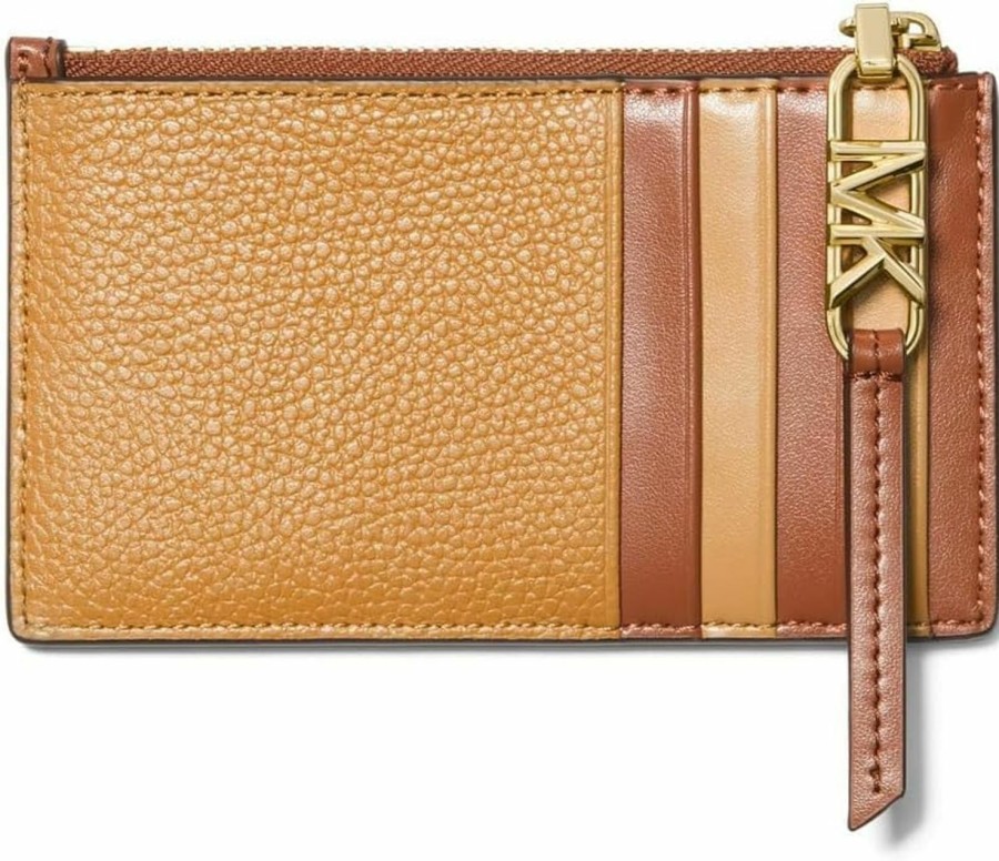 Michael Kors Michael Kors Empire Small Zip Card Case, Pale Peanut/Luggage | Card & ID Cases