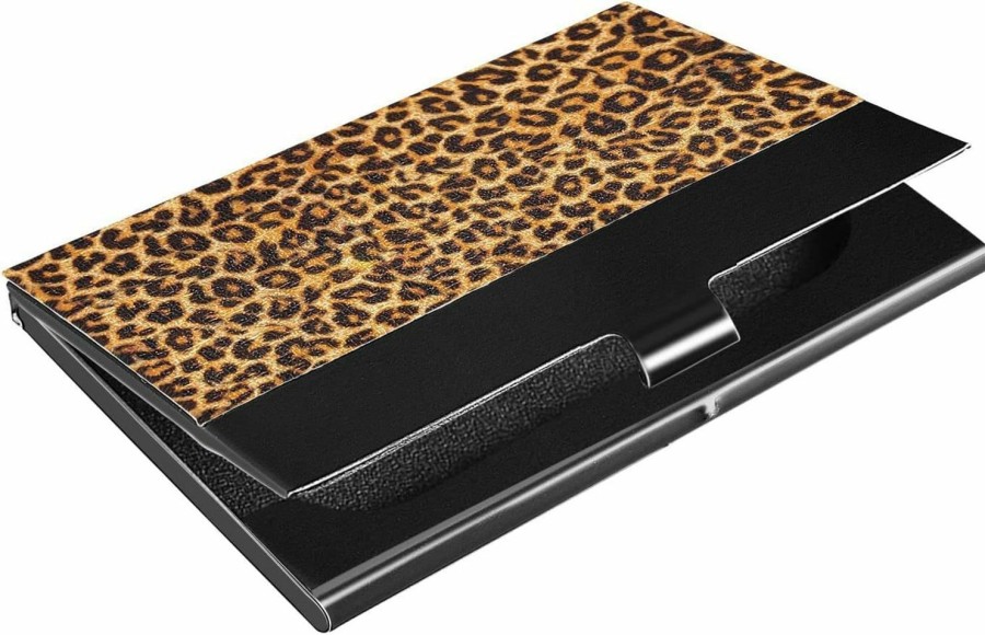 xigua Xigua Business Card Holder,Leopard Print Pattern Metal Men'S Women'S Credit Card & Holder Wallet Fashionable Durable Portable Business Card Case | Card & ID Cases