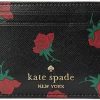 Kate Spade New York Kate Spade New York Madison Rose Toss Printed Small Slim Card Holder Black Multi | Card & ID Cases