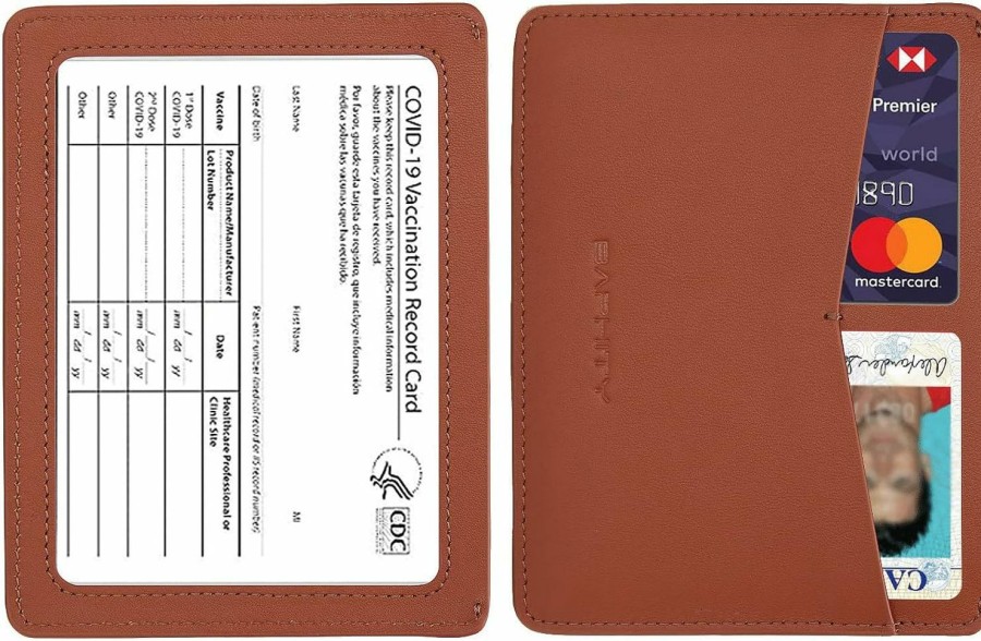 BAPHITY Baphity Business Card Holder Genuine Leather Credit Name Card Wallet Case For Men And Women Sleeves For New Medicare Card Social Security Card Protector | Card & ID Cases