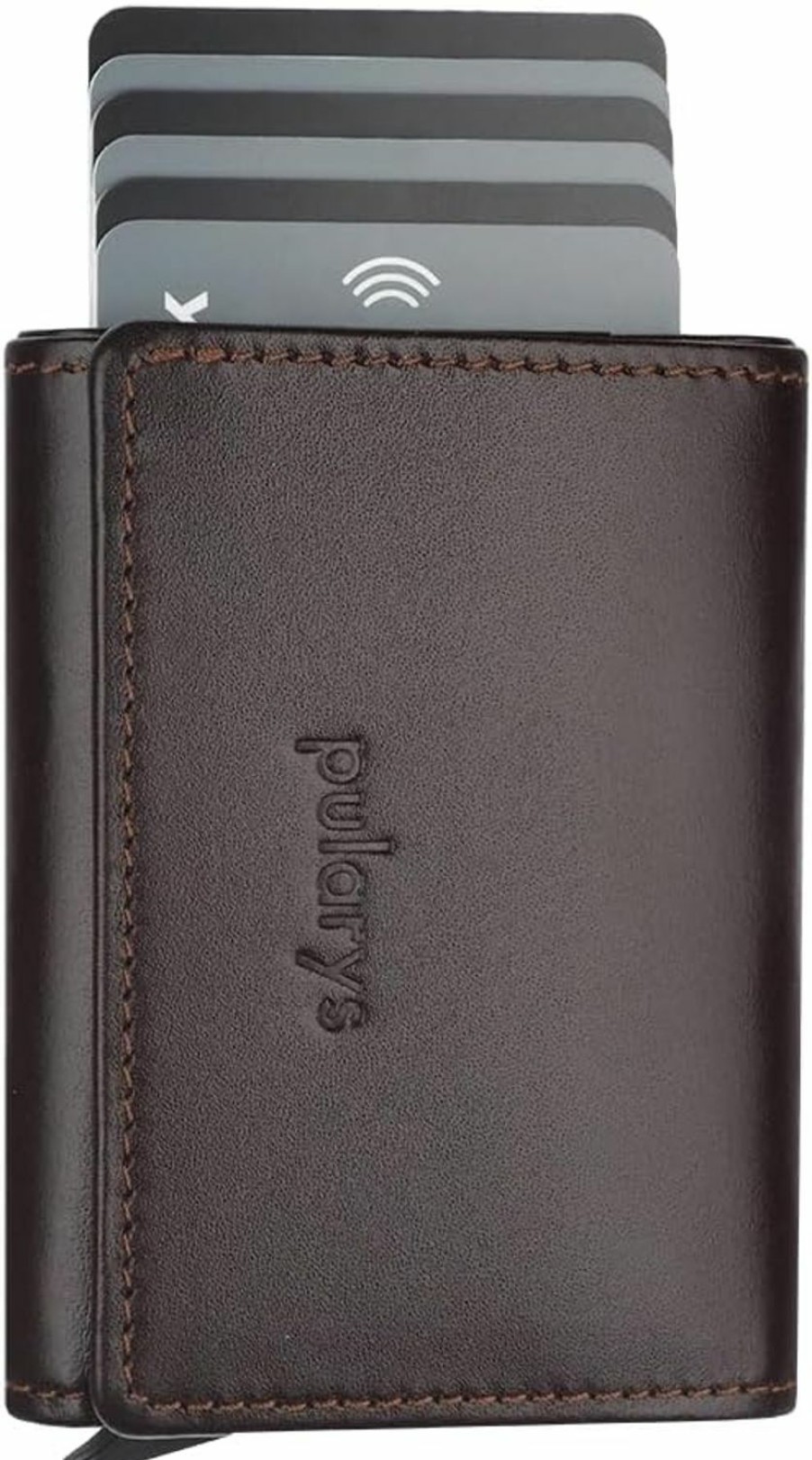 pul pularys Pularys Mini Wallet Boston - Multifunckion Credit Card Case - Italian Leather - Rfid Blocking - Size: 7.5 X 9.5 X 2.5 Cm - Space For Up To 10 Cards - Snap Fastener - Classic Design | Card & ID Cases