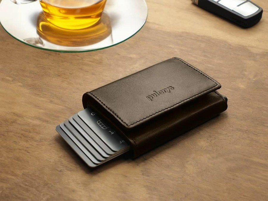 pul pularys Pularys Mini Wallet Boston - Multifunckion Credit Card Case - Italian Leather - Rfid Blocking - Size: 7.5 X 9.5 X 2.5 Cm - Space For Up To 10 Cards - Snap Fastener - Classic Design | Card & ID Cases