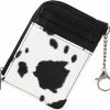 Montana West Wrangler Brown Cow Print Credit Card Holder Cute Keychain Wallet Small Wallets Woman With A Zipper Pocket Thin Slim & Minmalist | Card & ID Cases