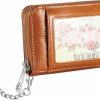 Wabilu Women Rfid Blocking Id Credit Card Holder Genuine Leather Small Card Case Keychain Zipper Wallet With Greeting Card Gift For Mother'S Day Christmas | Card & ID Cases