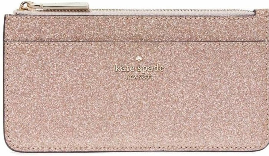 Kate Spade New York Kate Spade Wallet For Women Shimmy Boxed Large Slim Card Holder Glitter, Rose Gold | Card & ID Cases