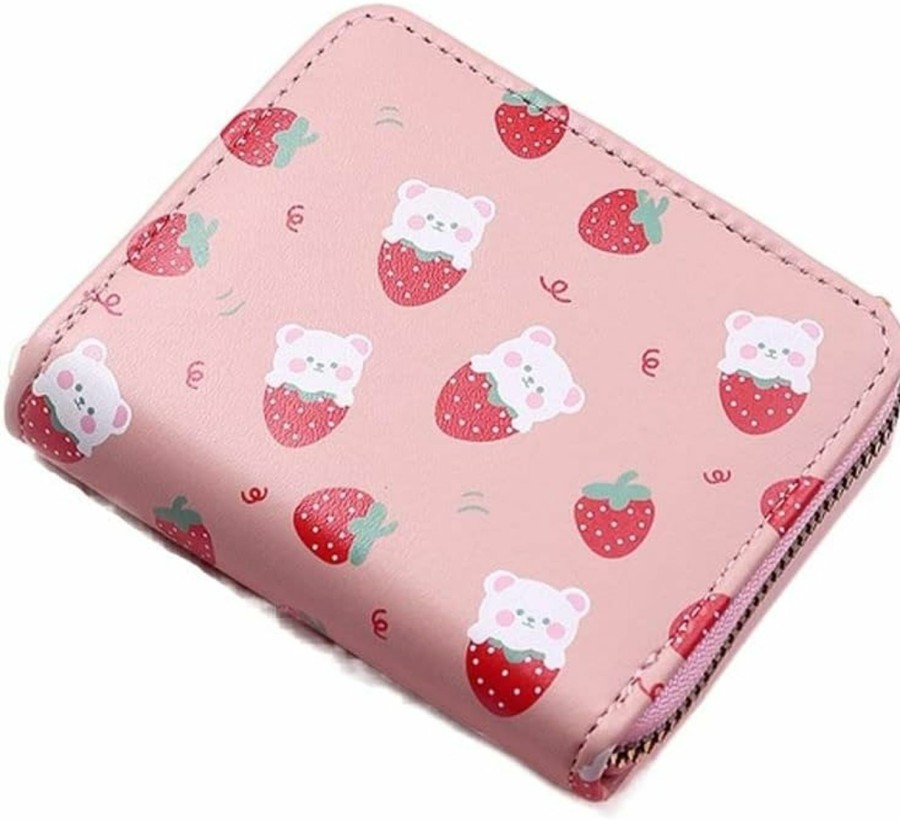 Leadigol Wallets For Women,Zipper Leather Card Cases Holder For Men,Cute Strawberry Card Case Credit Card Holder Wallet Fashionable Slim Wallet | Card & ID Cases