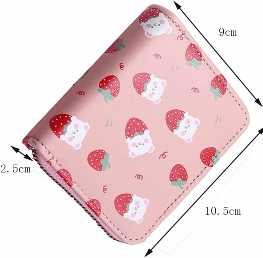 Leadigol Wallets For Women,Zipper Leather Card Cases Holder For Men,Cute Strawberry Card Case Credit Card Holder Wallet Fashionable Slim Wallet | Card & ID Cases