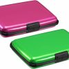 YOKIVE Yokive 2 Pcs Rfid Credit Card Holder, Aluminum Men Women Wallet | Metal Hard Case, Great For Business Cards, Access Cards (Green Rose Red, 4.3-Inch) | Card & ID Cases