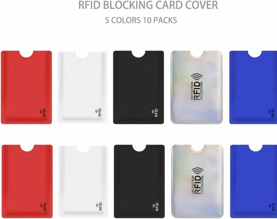 fancyfree Fancyfree Rfid Blocking Sleeves, Identity Theft Prevention Rfid Credit Card Holders Smart Slim Design Card Covers, Perfect For Wallet, Puerse, Passport Holder (10 Packs-5 Colors Card Covers) | Card & ID Cases