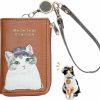 AGRIMONY Agrimony Cat Credit Card Holder Small Keychain Wallet For Women Girls-Leather Card Case Coin Purse Retractable Zipper Thread Wristlet Id Card Wallets - Gifts For Cat Lovers, Green Cat | Card & ID Cases