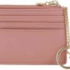 JNJSTELLA Women'S Genuine Leather Card Case Holder Pocket Keychain Wallet Purse (Indi Pink) | Card & ID Cases