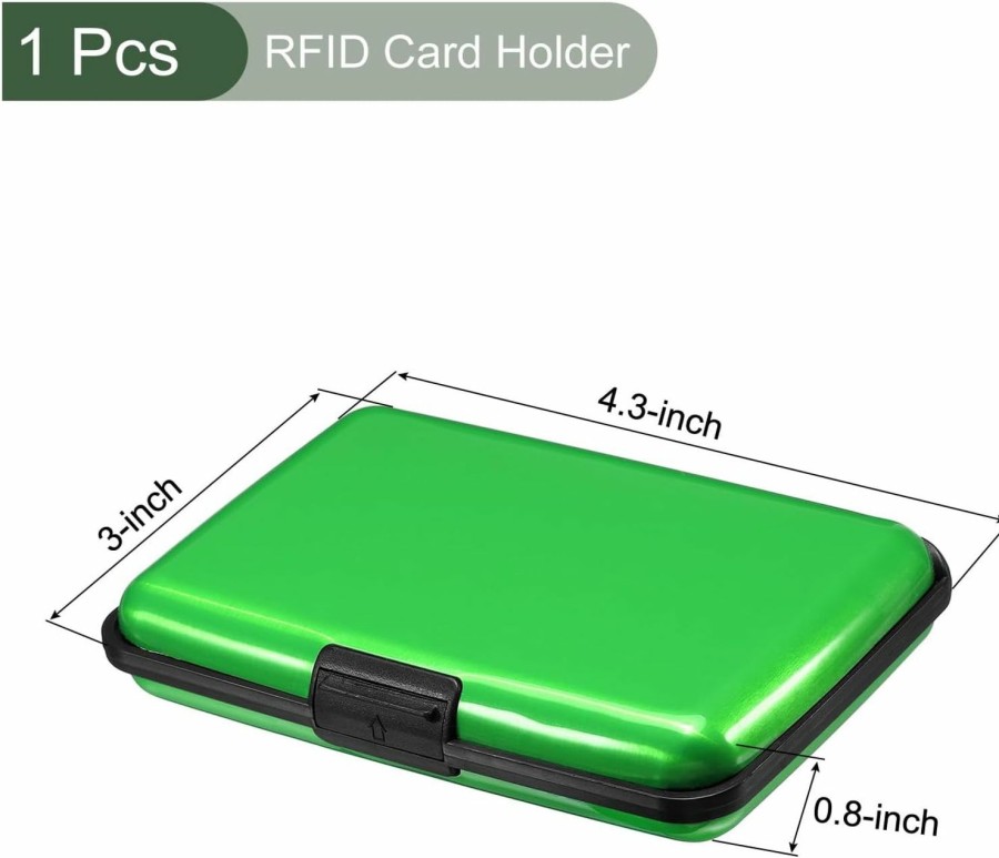 YOKIVE Yokive 1 Pcs Rfid Credit Card Holder, Aluminum Men Women Wallet | Metal Hard Case, Great For Business Cards, Access Cards (Green, 4.3-Inch) | Card & ID Cases