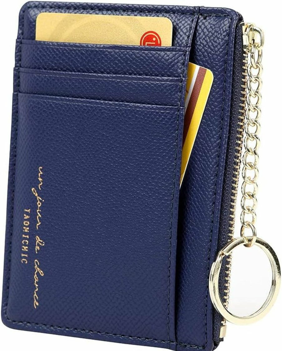 Cynure Women'S 8 Cards Slim Minimalist Card Holder Coin Changes Purse Keychain Front Pocket Wallet | Card & ID Cases