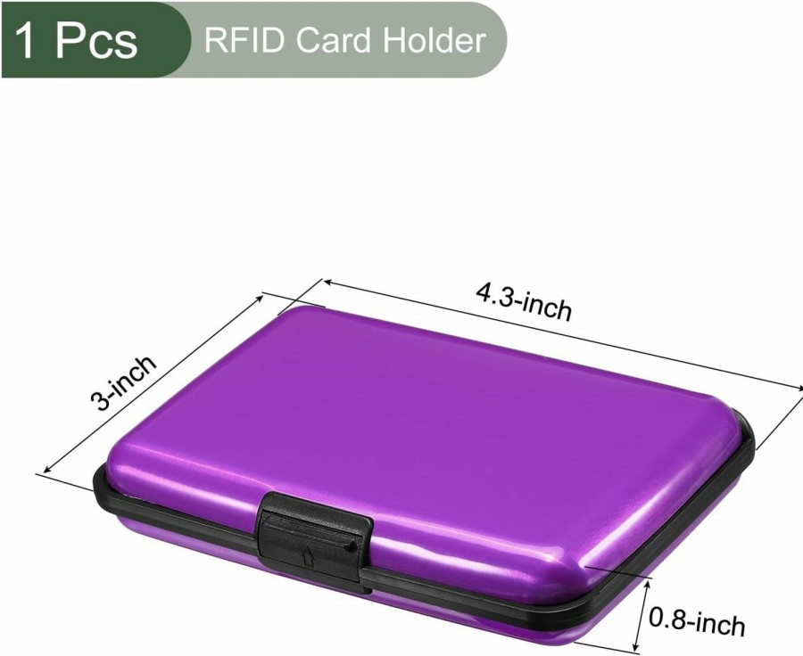 YOKIVE Yokive 1 Pcs Rfid Credit Card Holder, Aluminum Men Women Wallet | Metal Hard Case, Great For Business Cards, Access Cards (Purple, 4.3-Inch) | Card & ID Cases