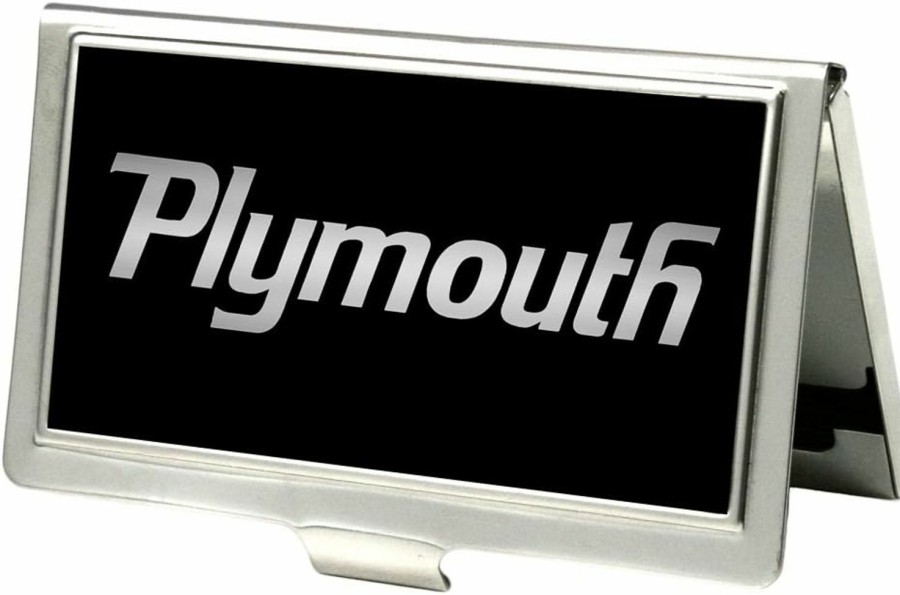 Buckle-Down Business Card Holder Plymouth Text Logo Black Silver Fade Small | Card & ID Cases