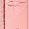 Lusofie Lusofie Slim Minimalist Pocket Wallet Rfid Blocking Credit Card Holder Wallet For Women, Pu Leather Card Case Wallet Women With Id Window(Pink) | Card & ID Cases