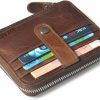 Chalk Factory Chalk Factory Leather Credit Card Wallet With Multiple Card Slots And Key Ring (Tan) | Card & ID Cases