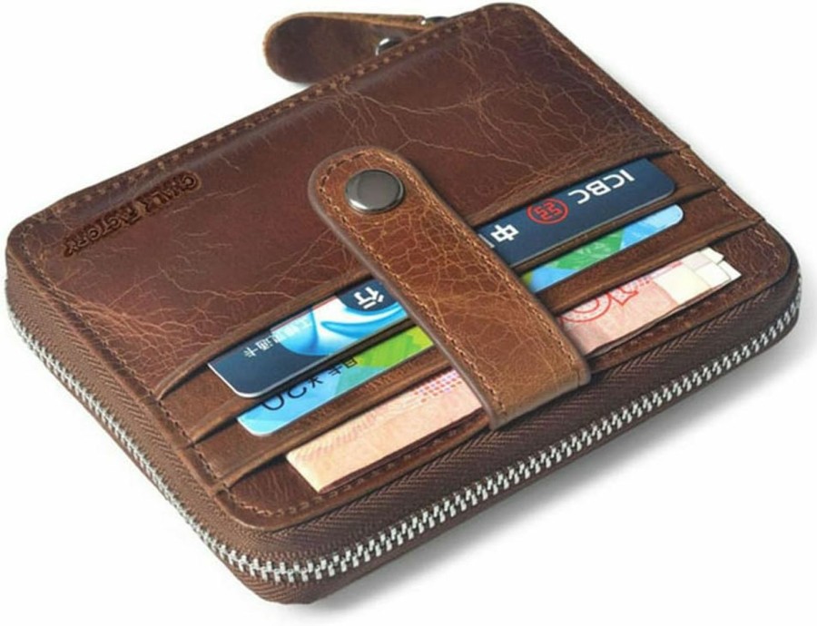 Chalk Factory Chalk Factory Leather Credit Card Wallet With Multiple Card Slots And Key Ring (Tan) | Card & ID Cases