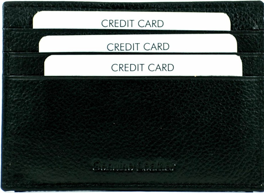 OVERDOSE Overdose Slick & Slim Design Leather Credit Holder, Business Card Holder, Id Card Holder, Licence Holder, Front Pocket Wallet Bifold Card For Women & Men - Black | Card & ID Cases