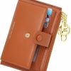 CILLA Cilla Womens Slim Wallet Rfid Card Case Minimalist Small Card Wallet With Zipper Coin Pouch(Brown) | Card & ID Cases