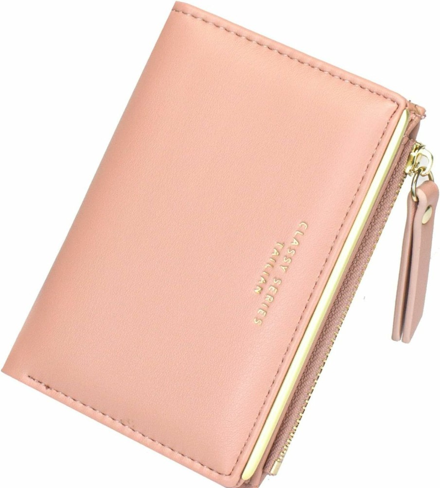 SUMGOGO Sumgogo Small Wallet For Women Slim Bifold Card Holder Minimalist Tassel Zipper Coin Pocket (1-Pink) | Card & ID Cases